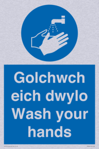 golchwch eich dwylo / wash your hands - safety sign